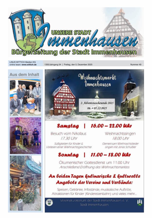 Unsere Stadt Immenhausen Titelblatt 49/2025