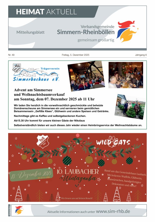 Heimat Aktuell Mitteilungsblatt der VG Simmern-Rheinböllen-Ausg Rheinböllen Titelblatt 49/2025