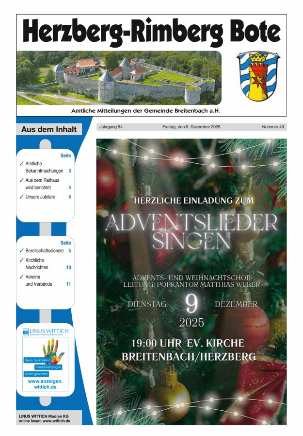 Herzberg-Rimberg Bote Titelblatt 49/2025
