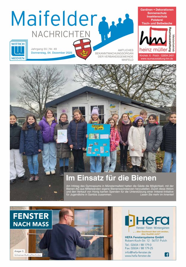 Maifelder Nachrichten - Wochenzeitung der Verbandsgemeinde Maifeld Titelblatt 49/2025