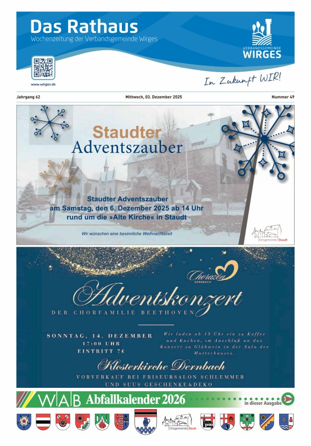 Das Rathaus - Informationen für die Bürger in der VG Wirges Titelblatt 49/2025