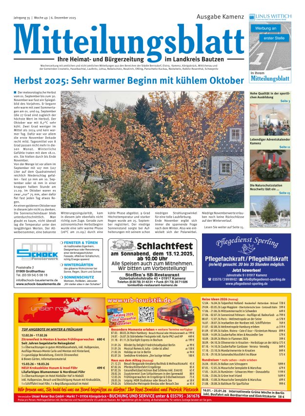 Mitteilungsblatt LK Bautzen Ausgabe Kamenz Titelblatt 48/2025