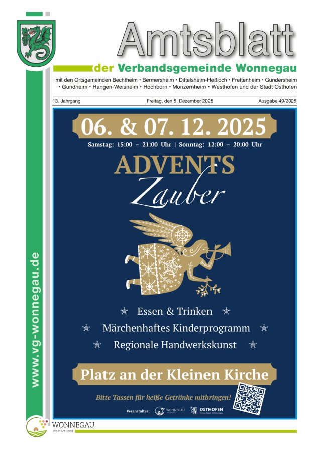 Amtsblatt VG Wonnegau Titelblatt 49/2025