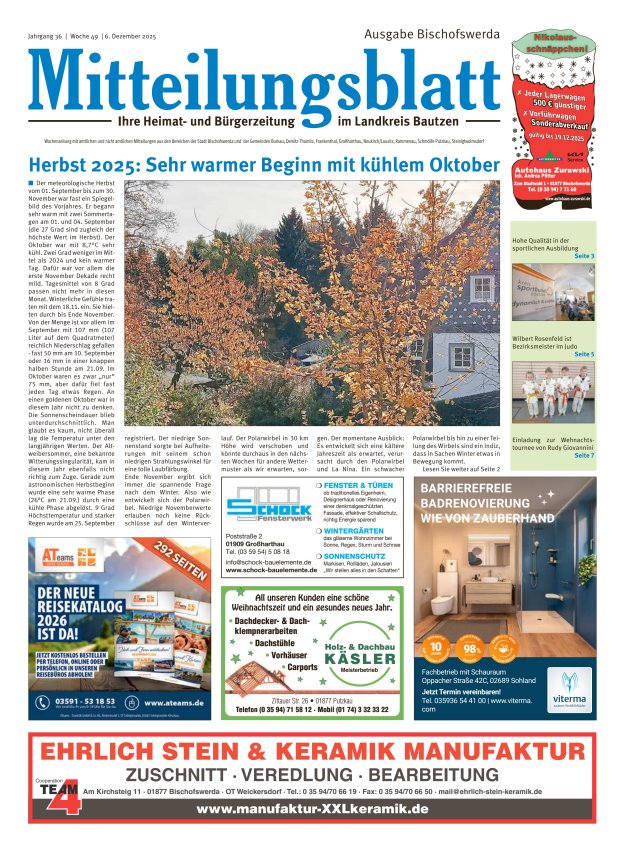 Mitteilungsblatt LK Bautzen Ausgabe Bischofswerda Titelblatt 48/2025