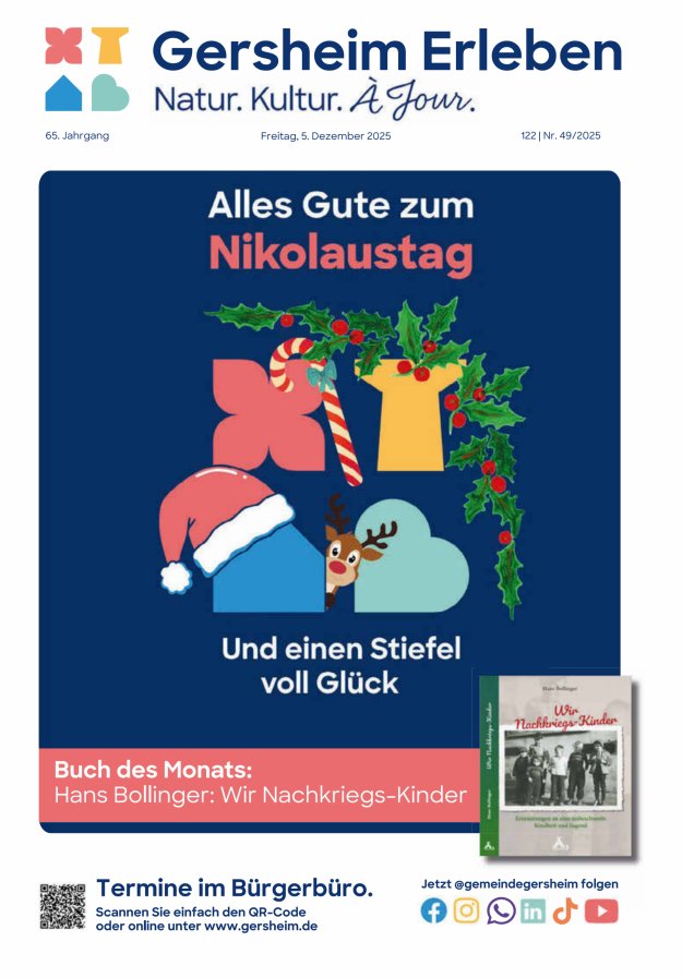 Bekanntmachungsblatt der Gemeinde Gersheim Titelblatt 49/2025