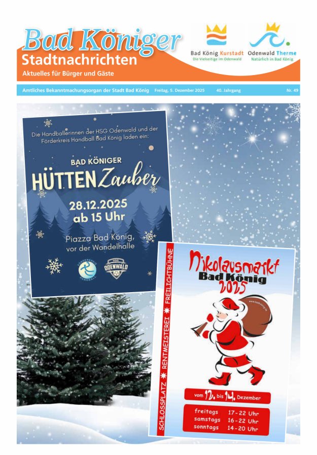 Bad Königer Stadtnachrichten und Badeblatt Titelblatt 49/2025