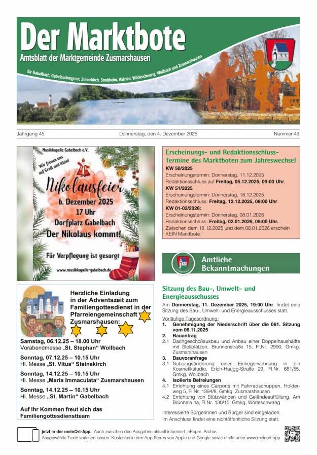 Zusmarshausen - Der Marktbote Titelblatt 49/2025