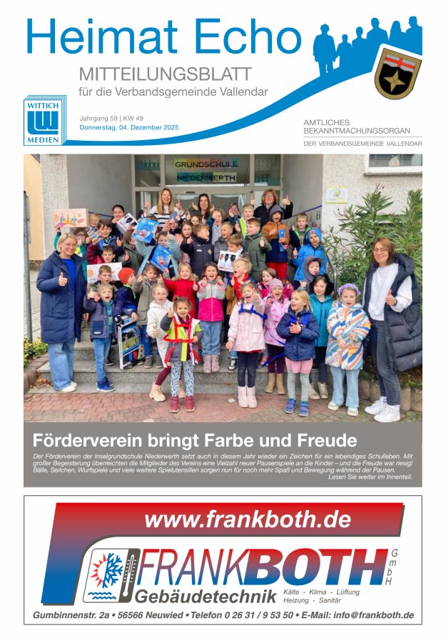 Heimat-Echo - Heimat- und Bürgerzeitung Verbandsgemeinde Vallendar Titelblatt 49/2025