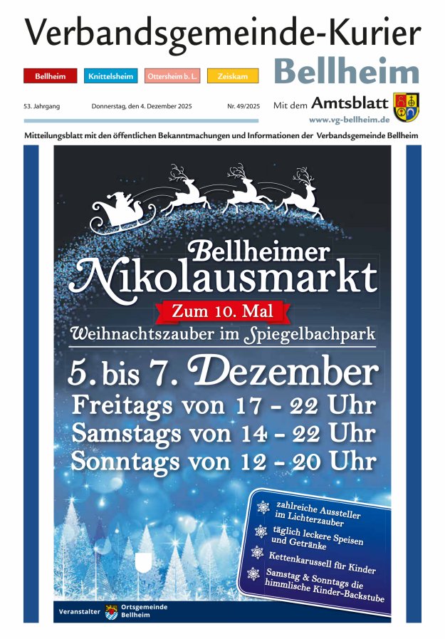 Verbandsgemeinde-Kurier Bellheim Titelblatt 49/2025