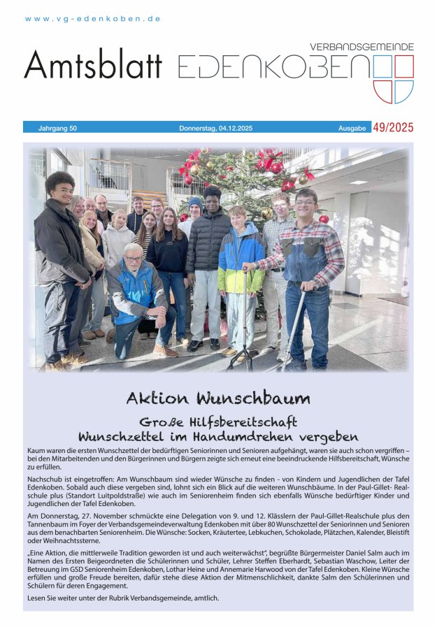 Amtsblatt VG Edenkoben Titelblatt 49/2025