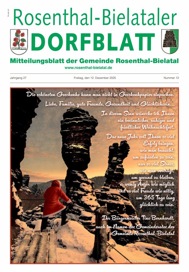 Rosenthal-Bielataler Dorfblatt Titelblatt 12/2025