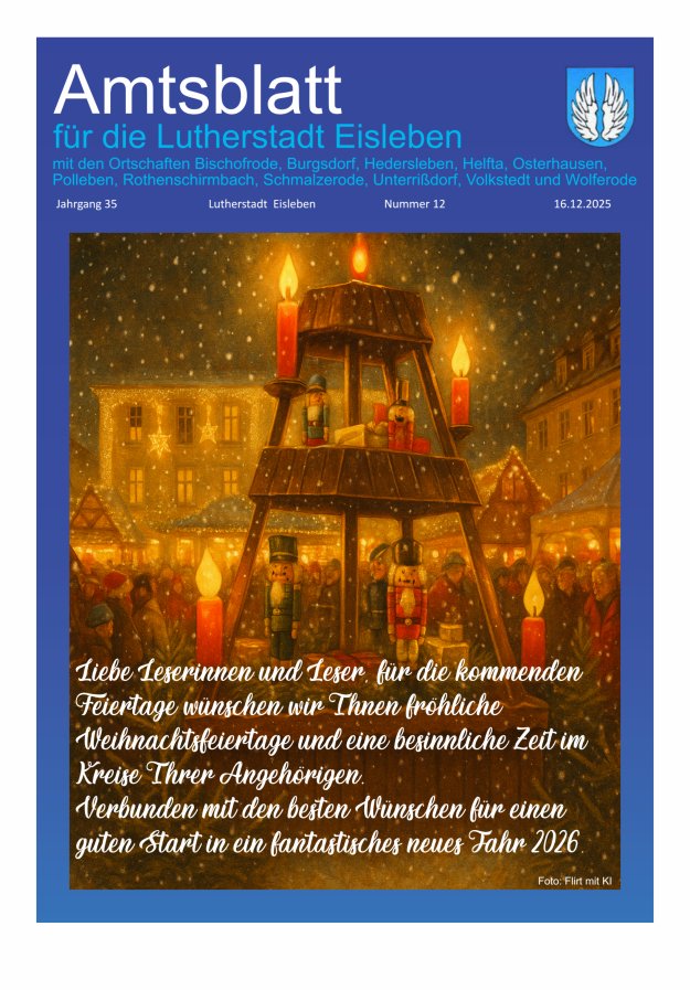 Amtsblatt Lutherstadt Eisleben – Amtliches Mitteilungsblatt der Lutherstadt Eisleben Titelblatt 12/2025