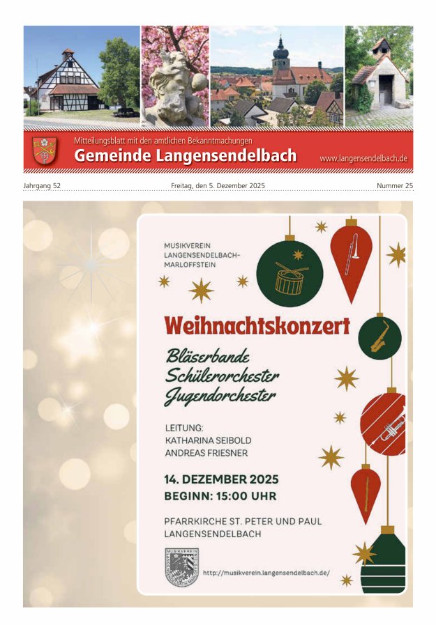 Mitteilungsblatt - Gemeinde Langensendelbach Titelblatt 25/2025