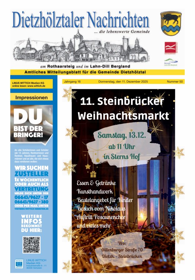 Dietzhölztaler Nachrichten Titelblatt 50/2025