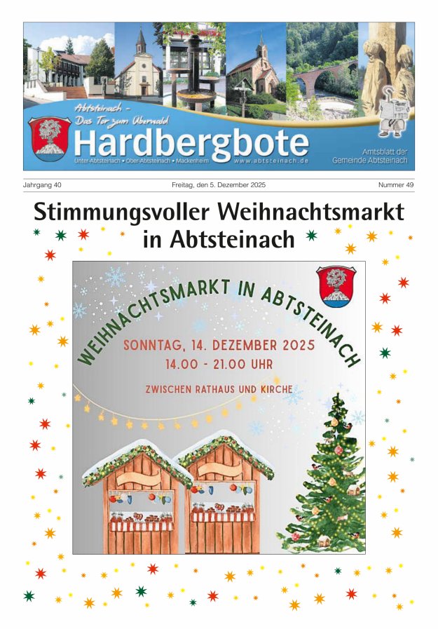 Hardbergbote - Mitteilungsblatt der Gemeinde Abtsteinach Titelblatt 49/2025