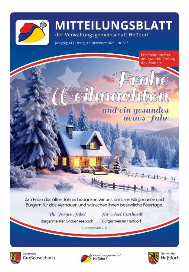 Mitteilungsblatt der Verwaltungsgemeinschaft Heßdorf Titelblatt 527/2025