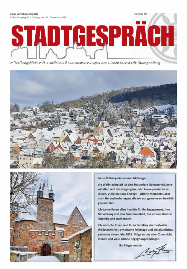 Stadtgespräch Spangenberg Titelblatt 12/2025