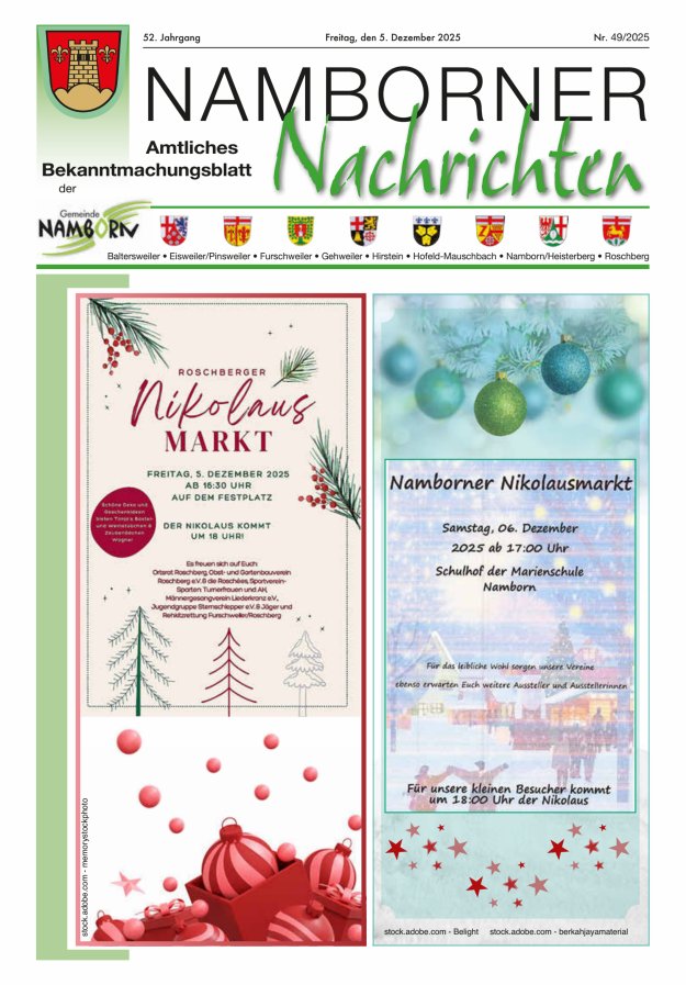 Namborner Nachrichten Titelblatt 49/2025