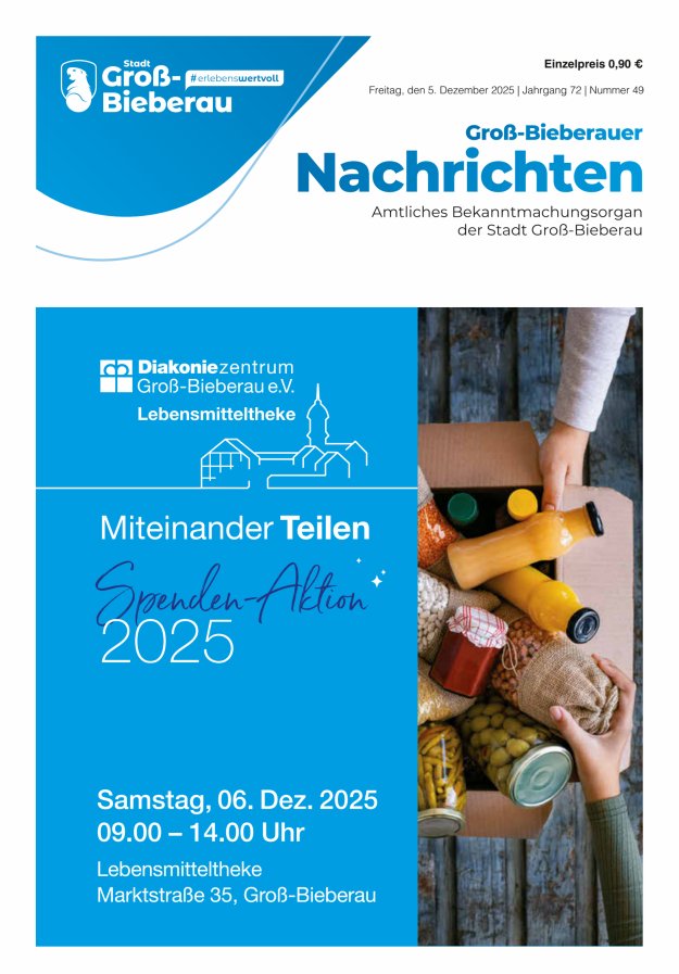 Groß-Bieberauer Nachrichten Titelblatt 49/2025