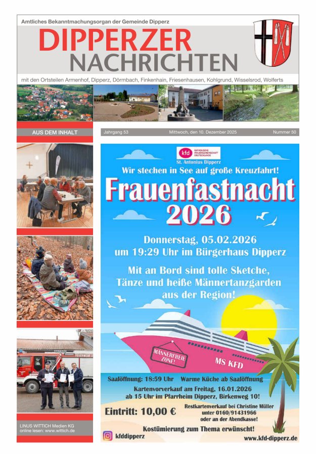 Dipperzer Nachrichten Titelblatt 50/2025