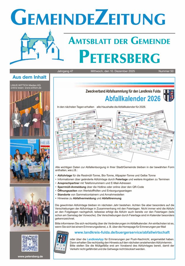 Amtsblatt Blickpunkt Petersberg Titelblatt 50/2025