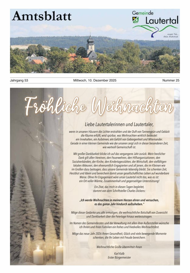 Amtsblatt der Gemeinde Lautertal Titelblatt 25/2025