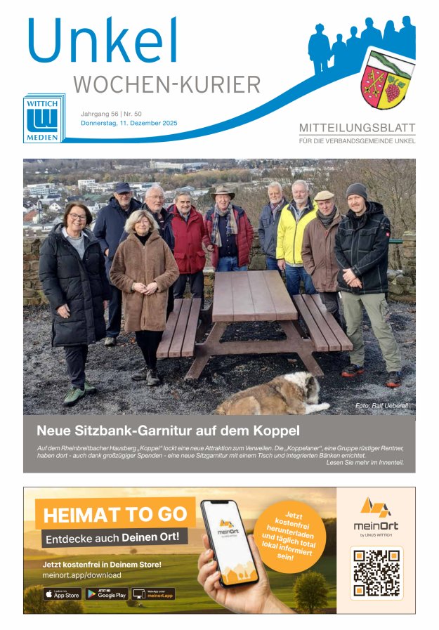 Wochen-Kurier Verbandsgemeinde Unkel Titelblatt 50/2025
