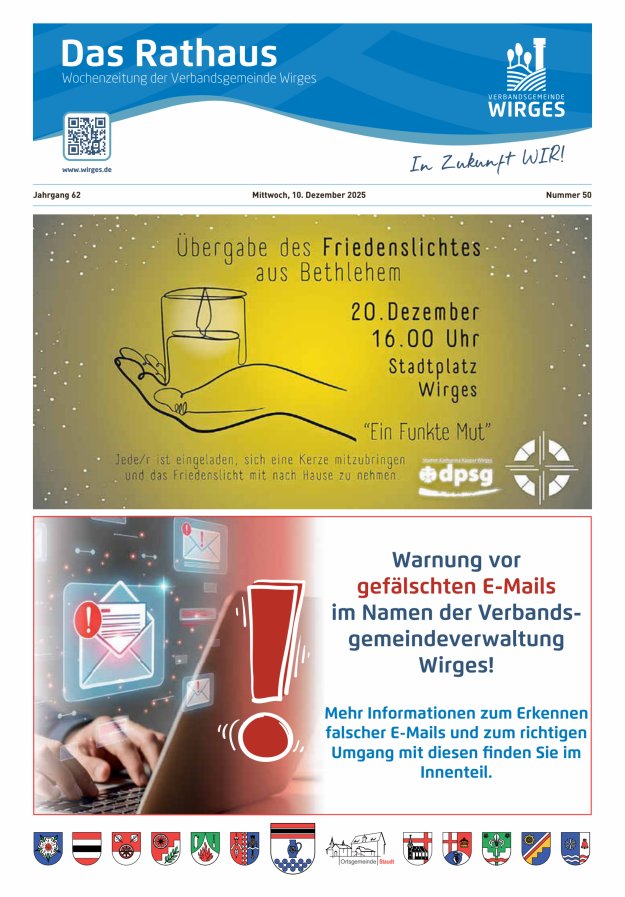 Das Rathaus - Informationen für die Bürger in der VG Wirges Titelblatt 50/2025