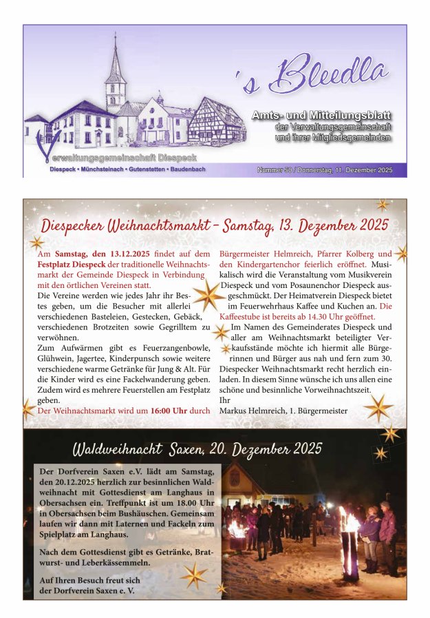Amts- und Mitteilungsblatt VGem Diespeck Titelblatt 50/2025