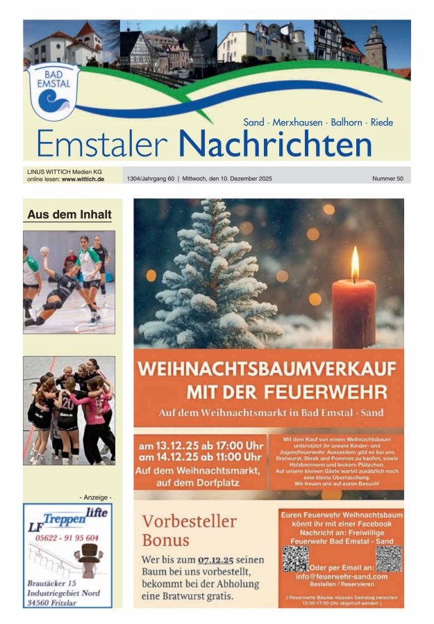 Emstaler Nachrichten Titelblatt 50/2025