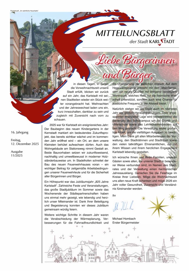 Mitteilungsblatt Karlstadt Titelblatt 11/2025