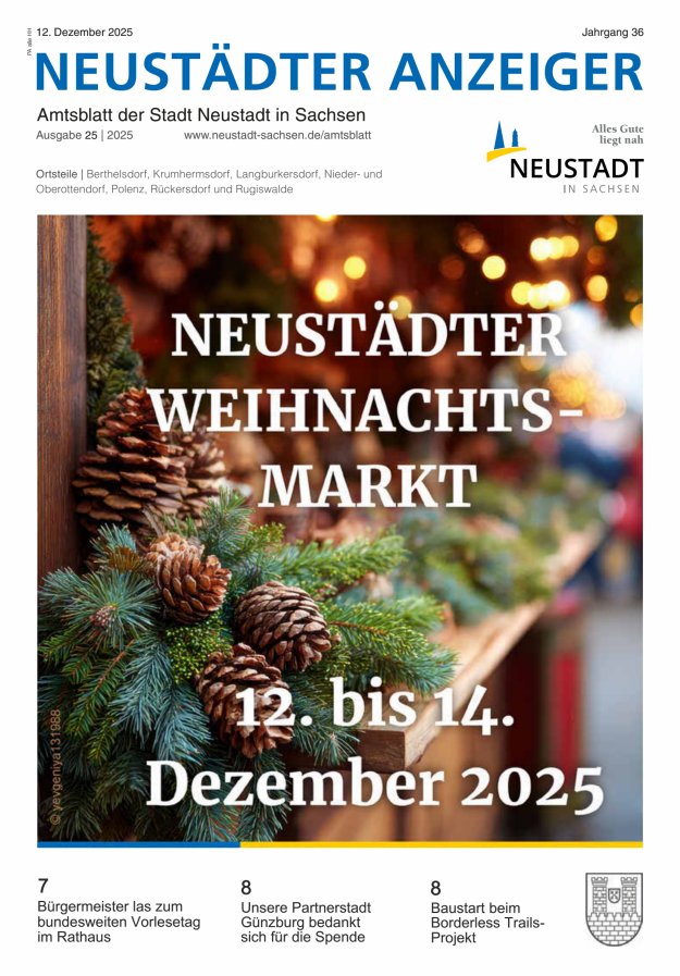 Neustädter Anzeiger - Amts- und Heimatblatt der Stadt Neustadt in Sachsen Titelblatt 25/2025