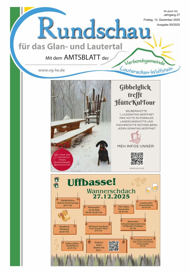 Rundschau für das Glan- und Lautertal Titelblatt 50/2025