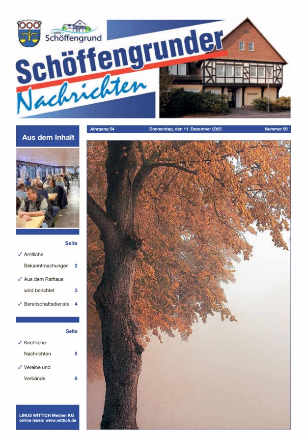 Schöffengrunder Nachrichten Titelblatt 50/2025
