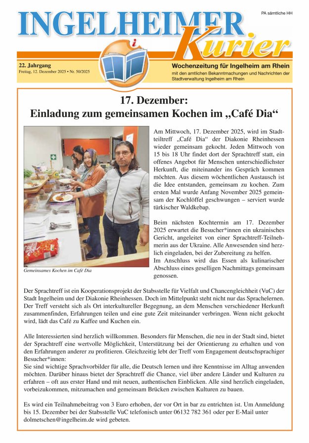 Ingelheimer Kurier Titelblatt 50/2025