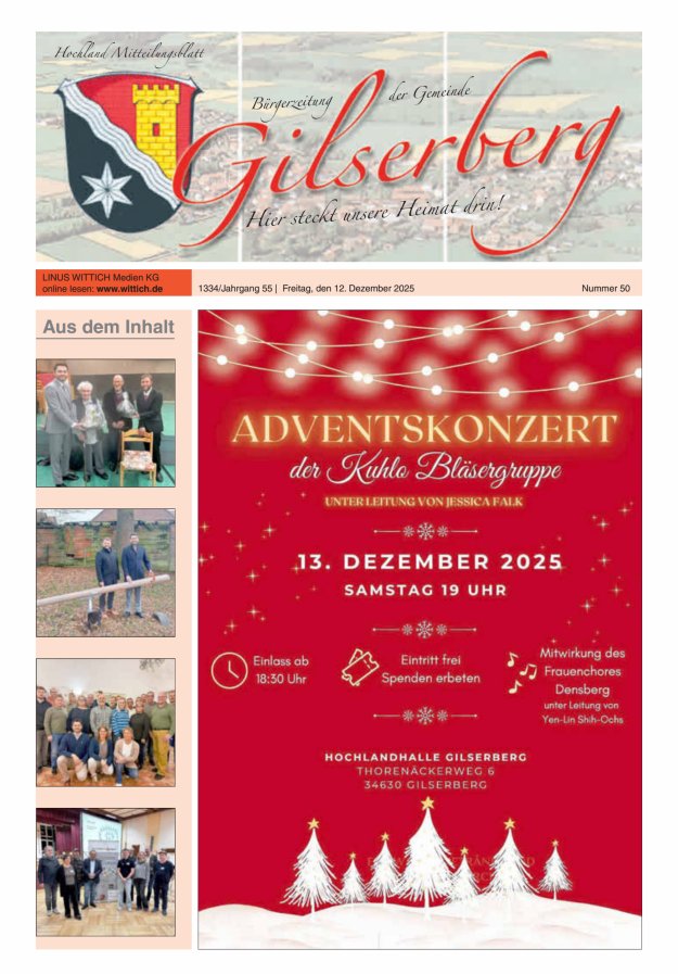 Hochland Mitteilungsblatt Gilserberg Titelblatt 50/2025