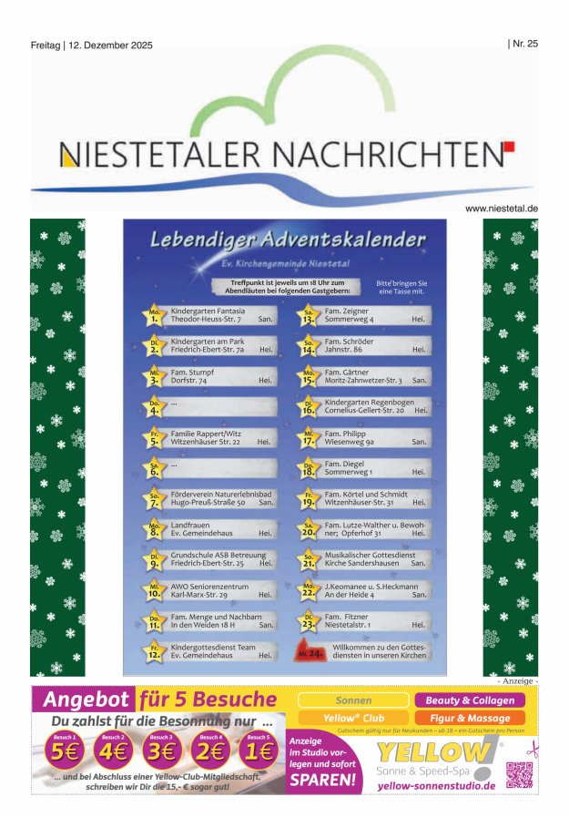 Niestetaler Nachrichten Titelblatt 25/2025