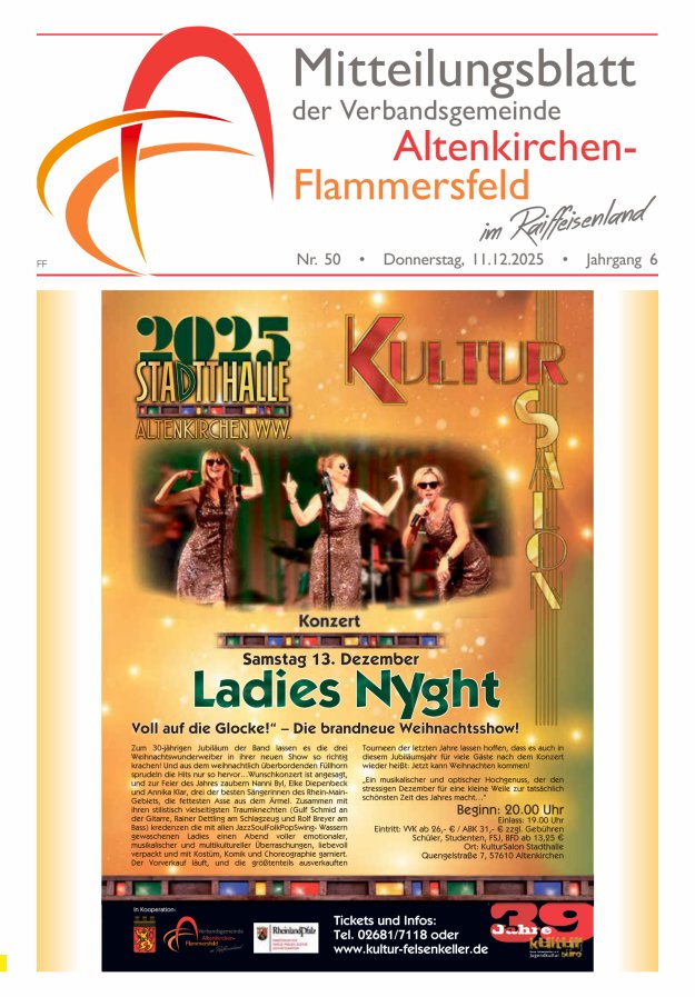 Mitteilungsblatt Verbandsgemeinde Altenkirchen-Flammersfeld Ausg Flammersfeld Titelblatt 50/2025