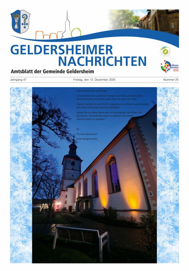 Geldersheimer Nachrichten Amtsblatt der Gemeinde Geldersheim Titelblatt 25/2025