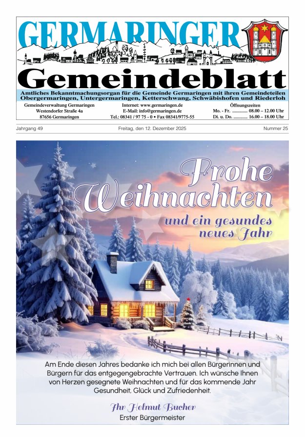 Germaringer Gemeindeblatt Titelblatt 25/2025