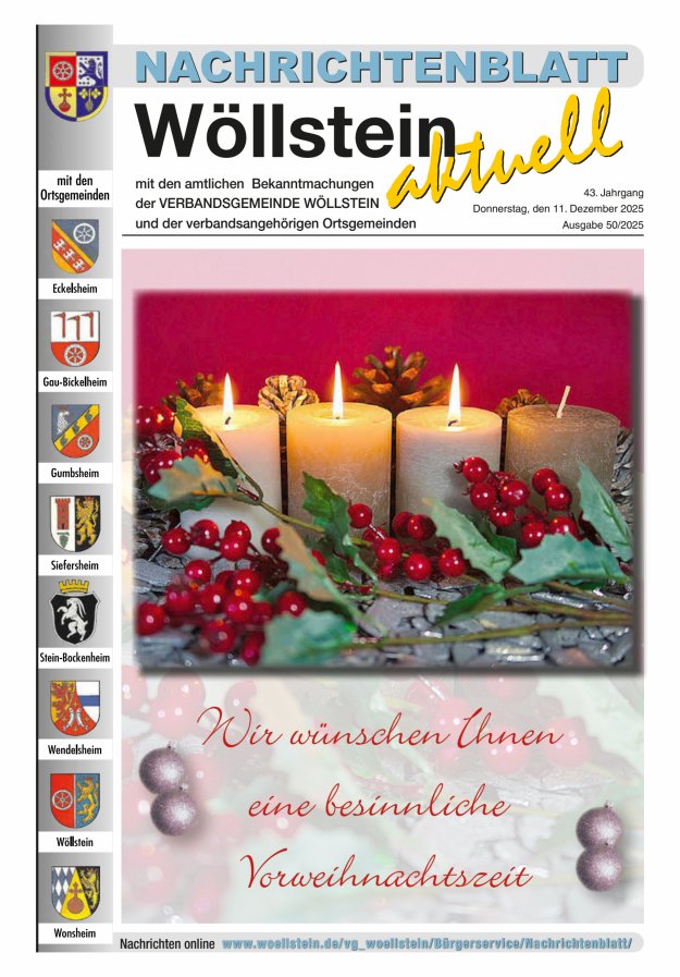 Nachrichtenblatt Wöllstein aktuell Titelblatt 50/2025