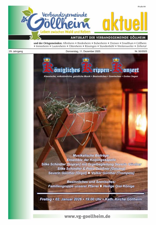 Verbandsgemeinde Göllheim aktuell Titelblatt 50/2025