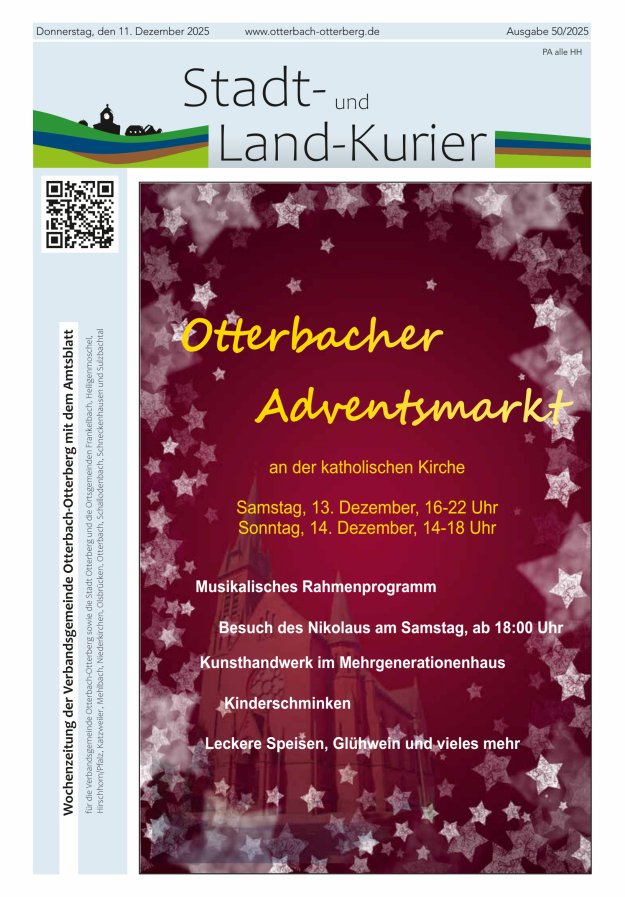 Stadt- und Land-Kurier Otterbach-Otterberg Titelblatt 50/2025