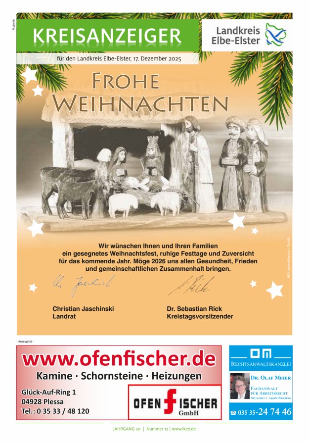 Kreisanzeiger für den Landkreis Elbe-Elster Titelblatt 12/2025