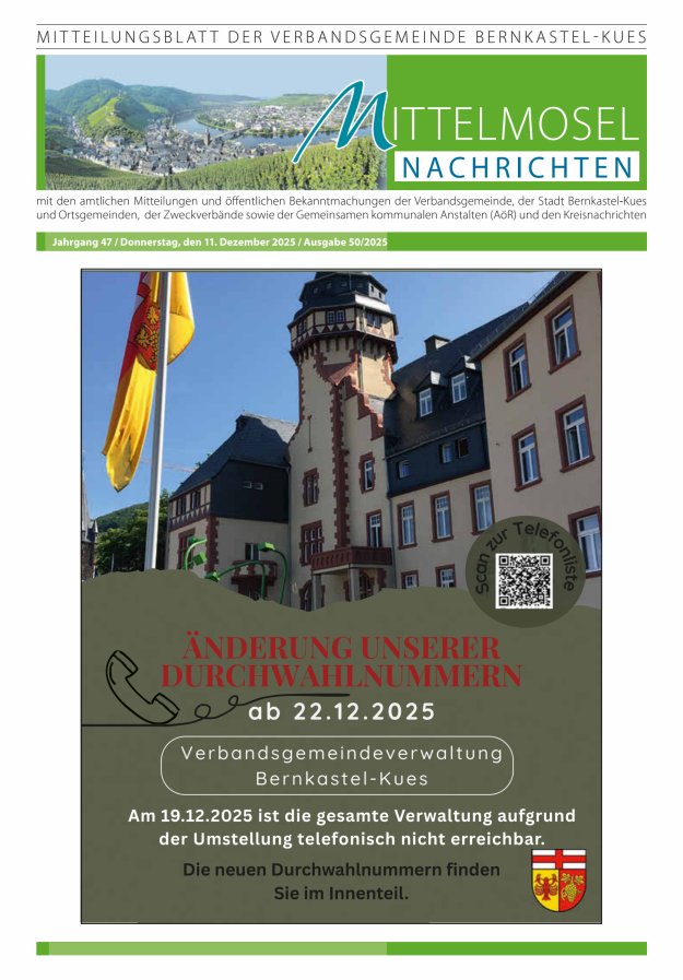 Mittelmosel-Nachrichten VG Bernkastel-Kues Titelblatt 50/2025