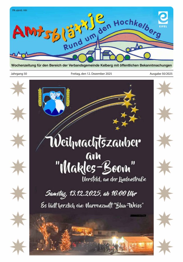 Amtsblättje - Rund um den Hochkelberg Titelblatt 50/2025