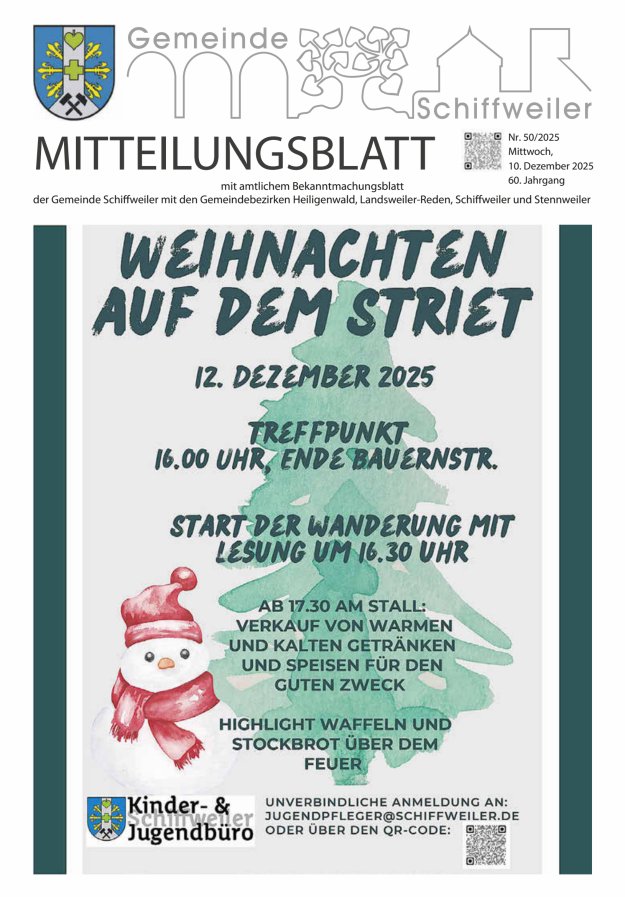 Mitteilungsblatt Schiffweiler Titelblatt 50/2025