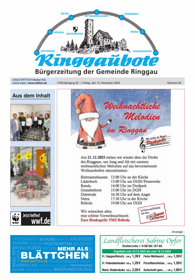 Ringgaubote Titelblatt 50/2025