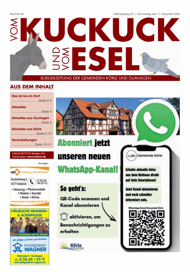 Vom Kuckuck und Esel (Guxhagen-Körle) Titelblatt 50/2025