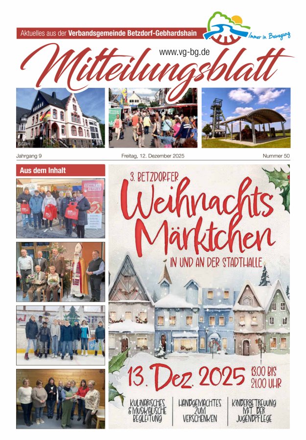 Aktuelles aus der VG Betzdorf-Gebhardshain Ausgabe Gebhardshain Titelblatt 50/2025